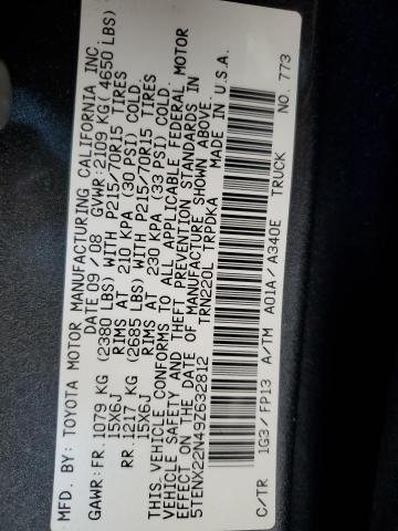 5TENX22N49Z632812 - 2009 TOYOTA TACOMA GRAY photo 12