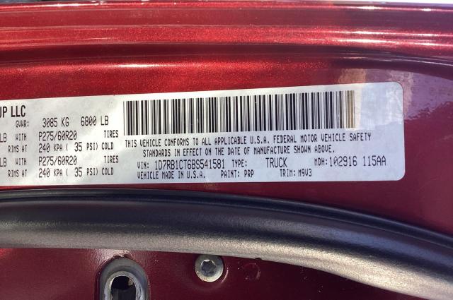 1D7RB1CT6BS541581 - 2011 DODGE RAM 1500 RED photo 10