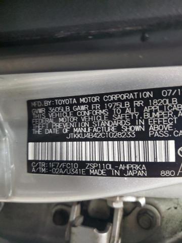 JTKKU4B42C1028233 - 2012 TOYOTA SCION XD SILVER photo 13