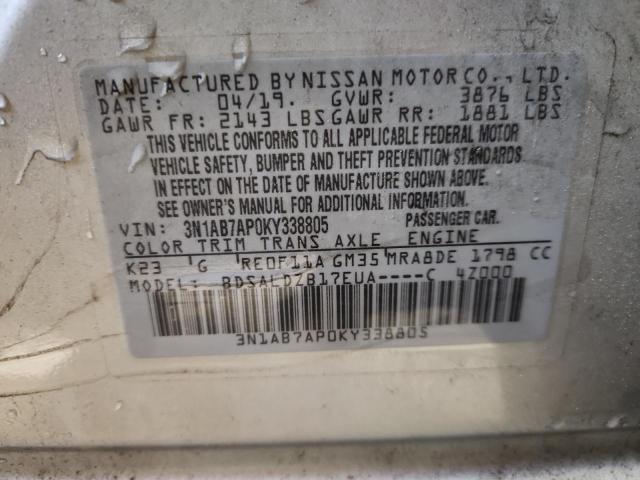 3N1AB7AP0KY338805 - 2019 NISSAN SENTRA S Silber Foto 12