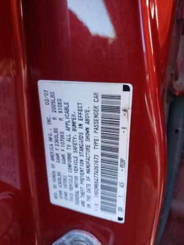 1HGCM66477A061673 - 2007 HONDA ACCORD SE RED photo 12