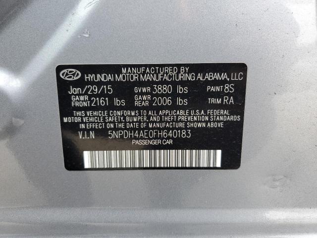 5NPDH4AE0FH640183 - 2015 HYUNDAI ELANTRA SE SILVER photo 12