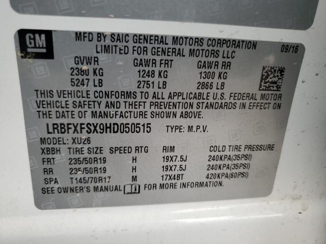 LRBFXFSX9HD050515 - 2017 BUICK ENVISION PREMIUM II WHITE photo 13