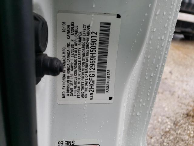 2HGFG12969H509012 - 2009 HONDA CIVIC EXL თეთრი ფოტო 12