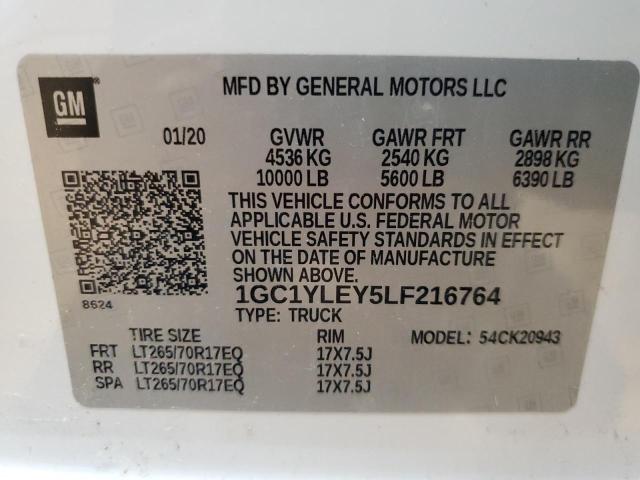 1GC1YLEY5LF216764 - 2020 CHEVROLET SILVERADO K2500 HEAVY DUTY WHITE photo 12