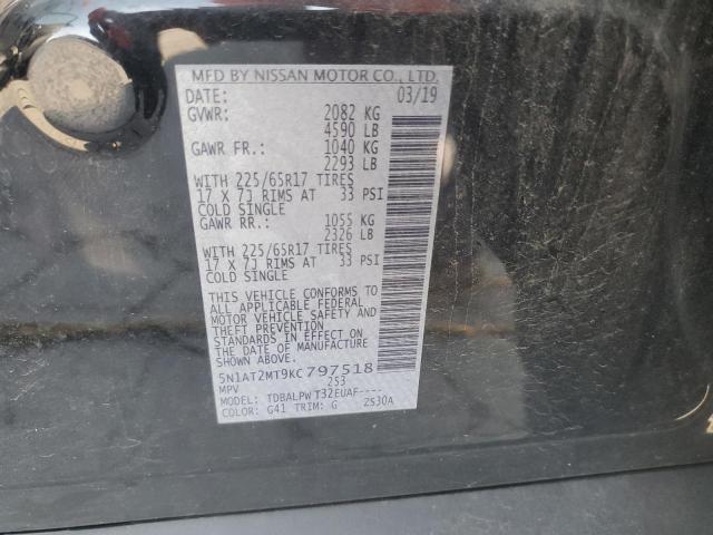 5N1AT2MT9KC797518 - 2019 NISSAN ROGUE S BLACK photo 12