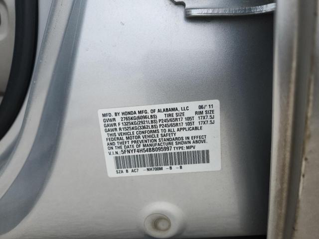 5FNYF4H54BB095997 - 2011 HONDA PILOT EXL SILVER photo 13