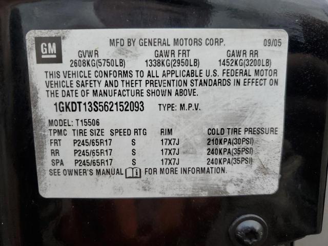 1GKDT13S562152093 - 2006 GMC ENVOY BLACK photo 13