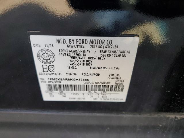 1FM5K8AR8KGA53885 - 2019 FORD EXPLORER POLICE INTERCEPTOR Czarny zdjęcie 13