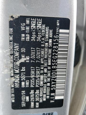 5XYZUDLB5EG228156 - 2014 HYUNDAI SANTA FE S SILVER photo 13