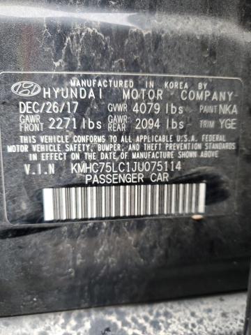 KMHC75LC1JU075114 - 2018 HYUNDAI IONIQ SEL BLACK photo 12