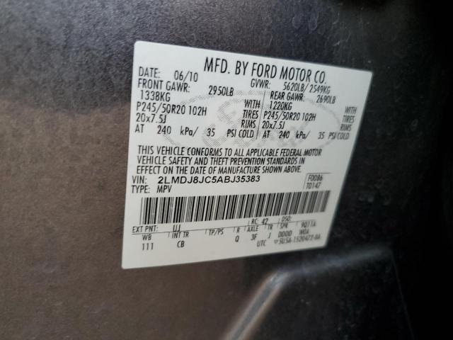 2LMDJ8JC5ABJ35383 - 2010 LINCOLN MKX CHARCOAL photo 12