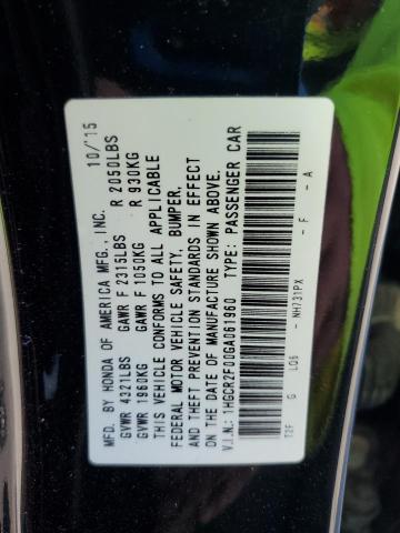 1HGCR2F00GA061960 - 2016 HONDA ACCORD EX 黑色 照片 12