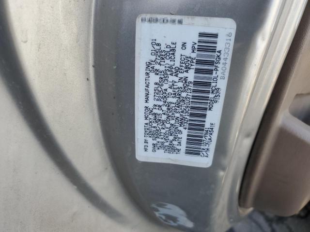 4T3ZF13C91U371379 - 2001 TOYOTA SIENNA LE GRAY photo 12