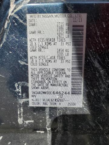 5N1AR2MN5EC646244 - 2014 NISSAN PATHFINDER S Կապույտ լուսանկար 13
