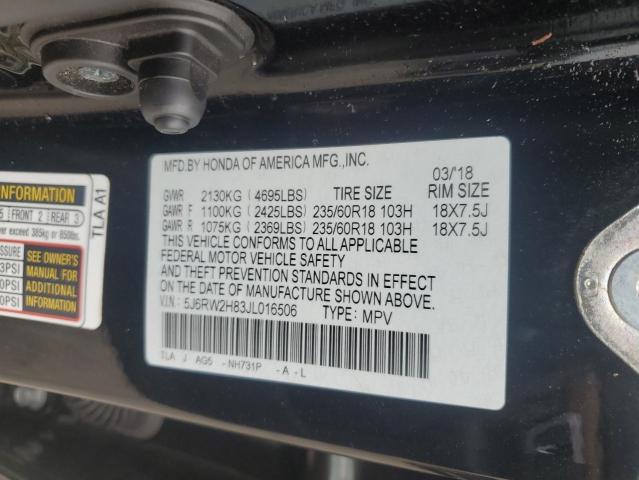 5J6RW2H83JL016506 - 2018 HONDA CR-V EXL Siyah fotoğraf 14