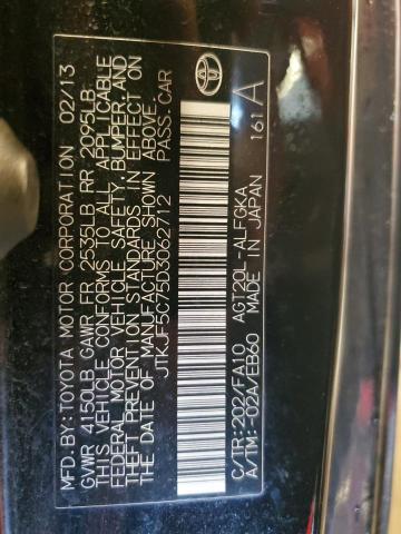 JTKJF5C75D3062712 - 2013 TOYOTA SCION TC შავი ფოტო 12