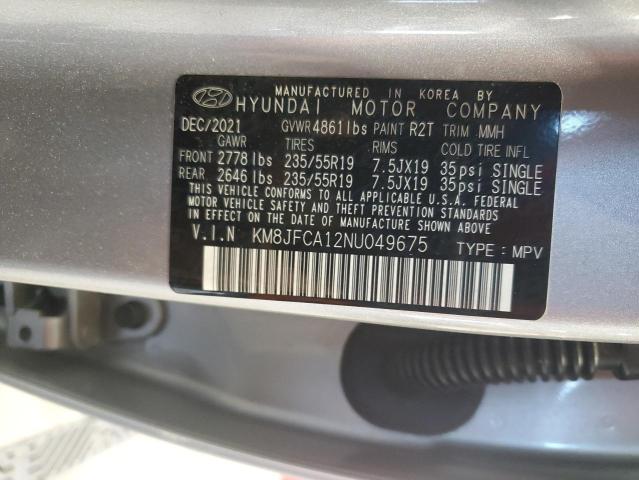 KM8JFCA12NU049675 - 2022 HYUNDAI TUCSON SEL CONVENIENCE Күміс фото 13