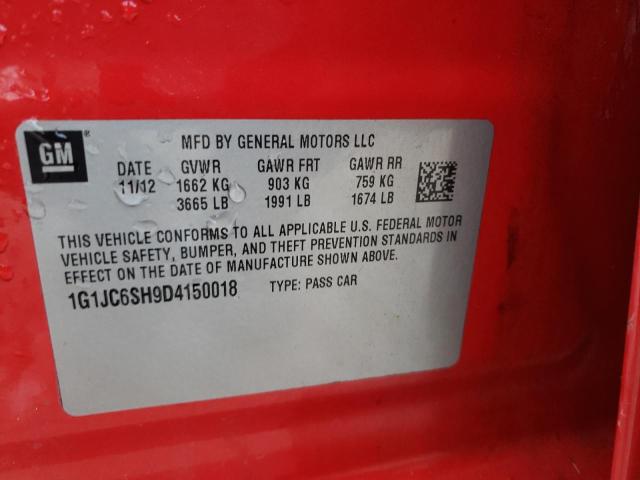 1G1JC6SH9D4150018 - 2013 CHEVROLET SONIC LT RED photo 12