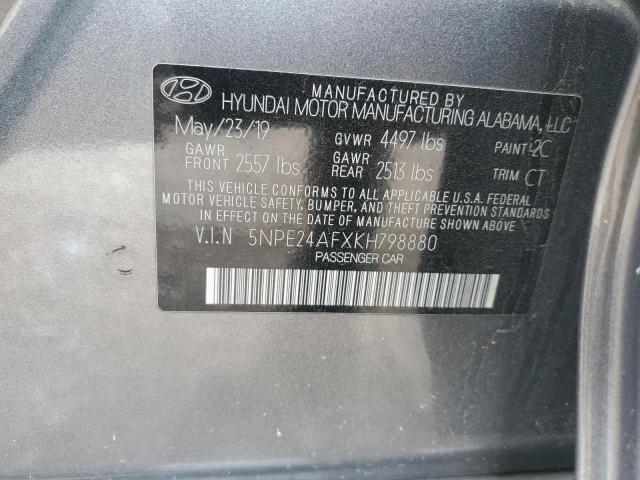 5NPE24AFXKH798880 - 2019 HYUNDAI SONATA SE SILVER photo 12