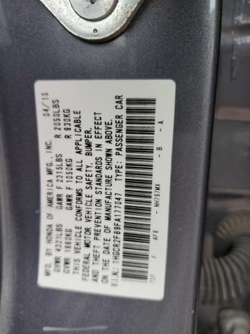 1HGCR2F89FA177047 - 2015 HONDA ACCORD EXL GRAY photo 12