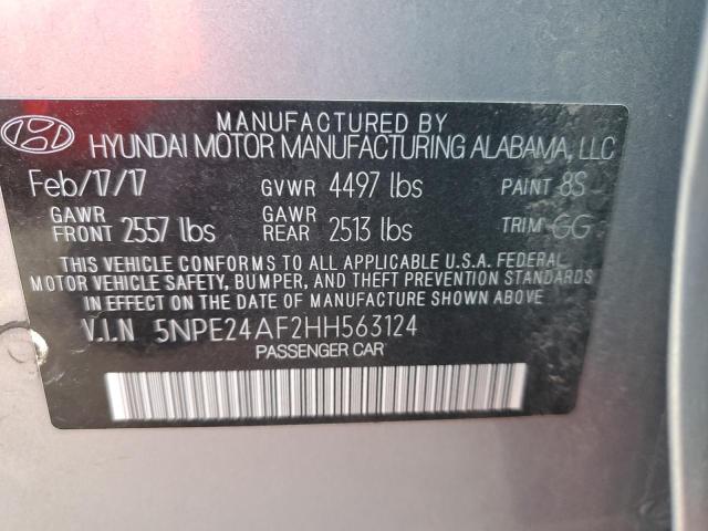 5NPE24AF2HH563124 - 2017 HYUNDAI SONATA SE SILVER photo 12