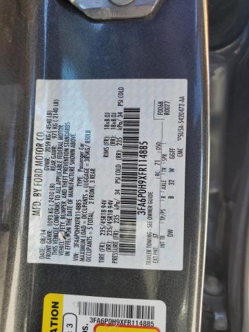 3FA6P0H9XFR114885 - 2015 FORD FUSION SE GRAY photo 12