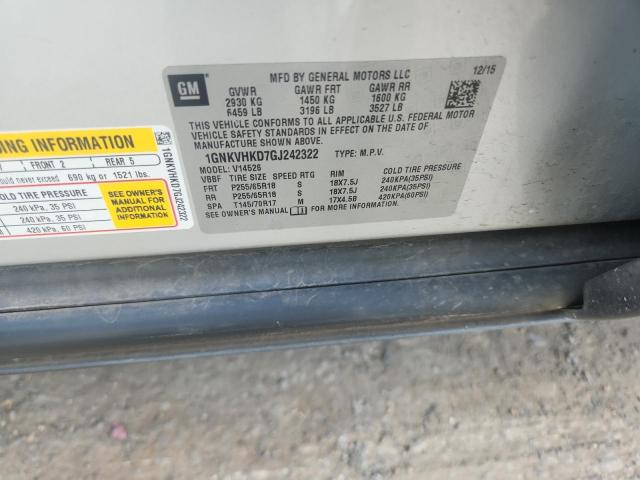 1GNKVHKD7GJ242322 - 2016 CHEVROLET TRAVERSE LT SILVER photo 13