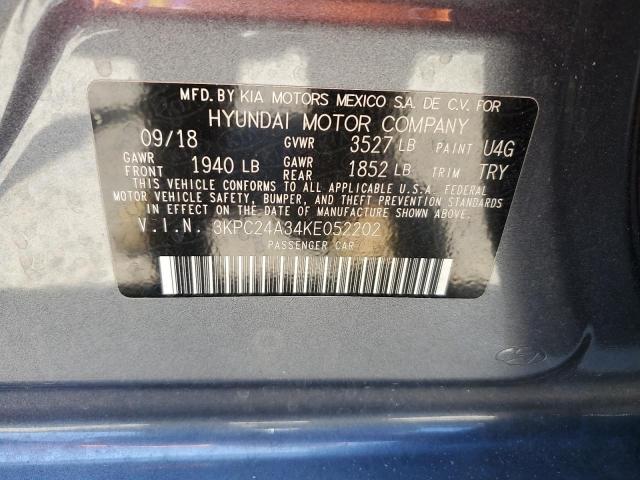 3KPC24A34KE052202 - 2019 HYUNDAI ACCENT SE GRAY photo 12