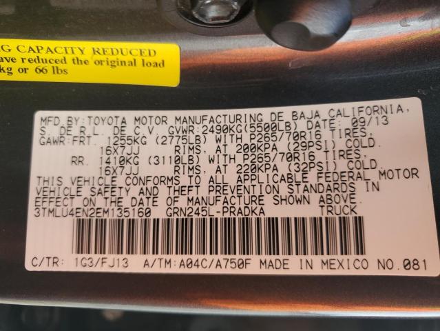 3TMLU4EN2EM135160 - 2014 TOYOTA TACOMA DOUBLE CAB Gri fotoğraf 12