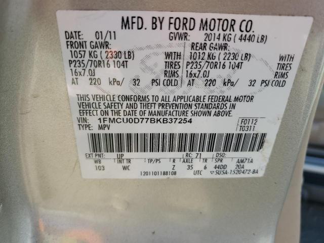 1FMCU0D77BKB37254 - 2011 FORD ESCAPE XLT CREAM photo 13