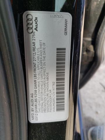 WAUHGAFC1CN147762 - 2012 AUDI A6 PRESTIGE შავი ფოტო 12