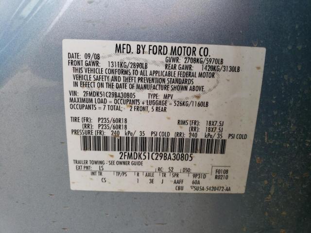 2FMDK51C29BA30805 - 2009 FORD FLEX SE BLUE photo 12