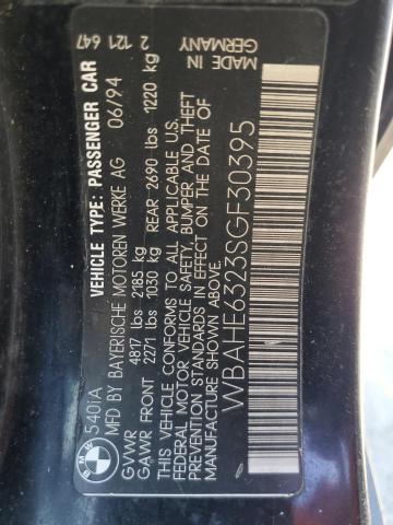 WBAHE6323SGF30395 - 1995 BMW 540 I AUTOMATIC BLACK photo 12