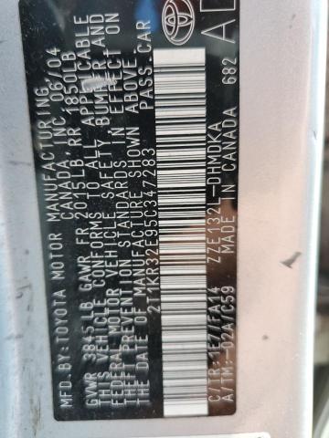 2T1KR32E95C347283 - 2005 TOYOTA COROLLA MA XR SILVER photo 13