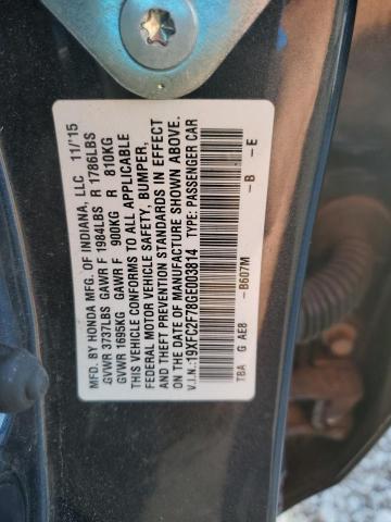 19XFC2F78GE003814 - 2016 HONDA CIVIC EX BLUE photo 13