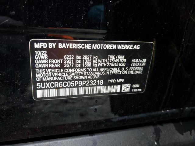 5UXCR6C05P9P23218 - 2023 BMW X5 XDRIVE40I BLACK photo 12