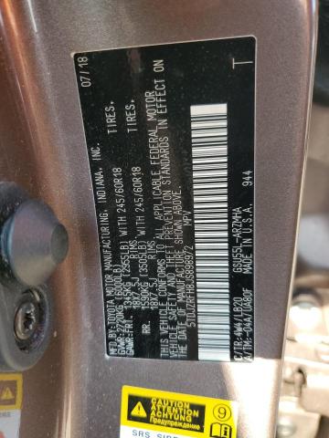 5TDJZRFH8JS898972 - 2018 TOYOTA HIGHLANDER SE Շագանակագույն լուսանկար 12