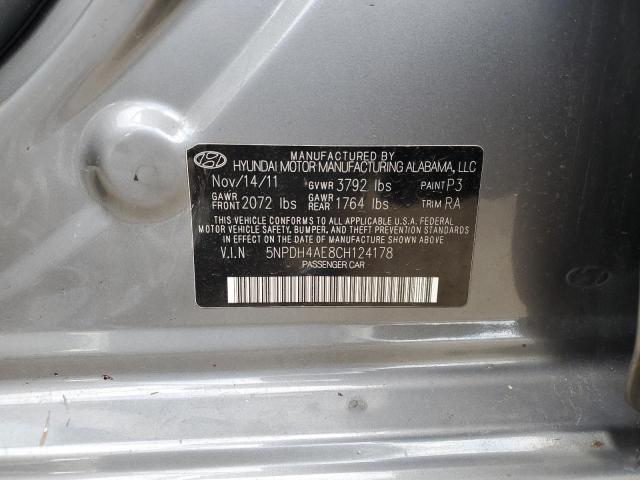 5NPDH4AE8CH124178 - 2012 HYUNDAI ELANTRA GLS GRAY photo 13