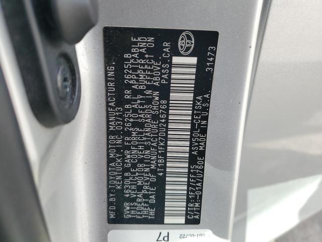 4T1BF1FK7DU246768 - 2013 TOYOTA CAMRY L SILVER photo 12