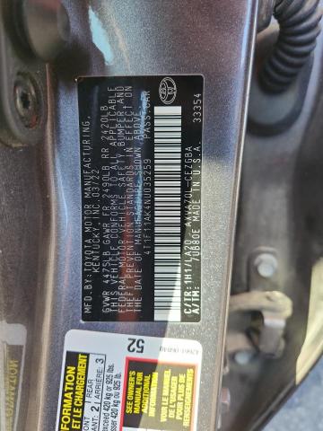 4T1F11AK4NU035259 - 2022 TOYOTA CAMRY XLE Сірий фото 13