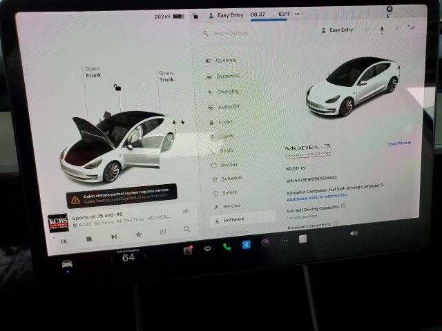 5YJ3E1EB9KF514643 - 2019 TESLA MODEL 3 Blanco foto 9