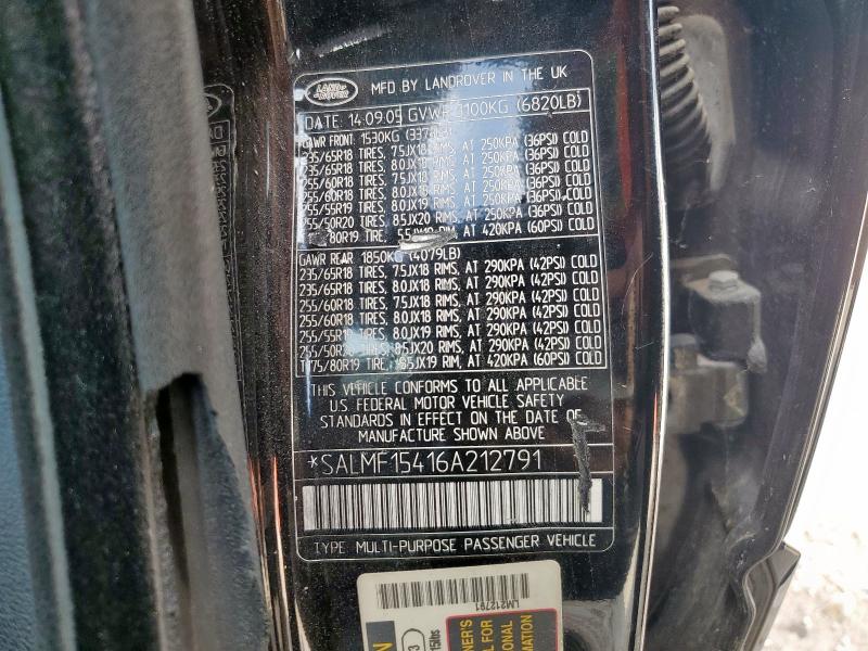 SALMF15416A212791 - 2006 LAND ROVER RANGE ROVE HSE BLACK photo 13