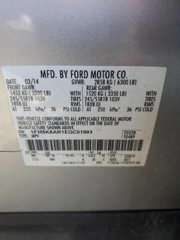 1FM5K8AR1EGC01993 - 2014 FORD EXPLORER POLICE INTERCEPTOR 银色 照片 13