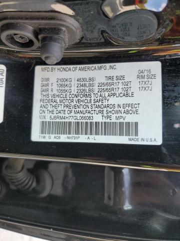 5J6RM4H77GL066083 - 2016 HONDA CR-V EXL BLACK photo 14
