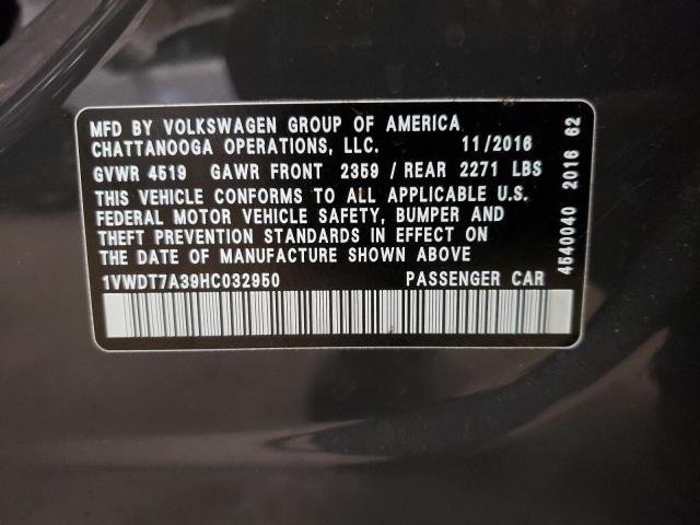 1VWDT7A39HC032950 - 2017 VOLKSWAGEN PASSAT R-LINE Graphit Foto 12
