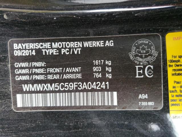 WMWXM5C59F3A04241 - 2015 MINI COOPER BLACK photo 12