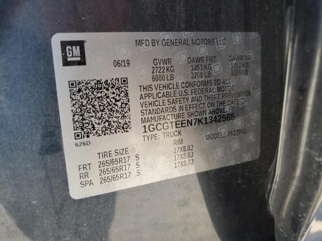 1GCGTEEN7K1342565 - 2019 CHEVROLET COLORADO ZR2 GRAY photo 13