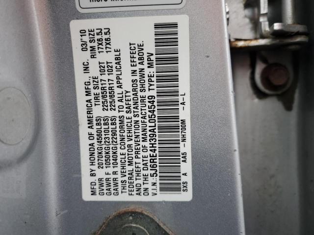 5J6RE4H39AL054549 - 2010 HONDA CR-V LX SILVER photo 13