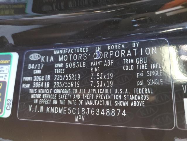 KNDME5C18J6348874 - 2018 KIA SEDONA SXL BLACK photo 13